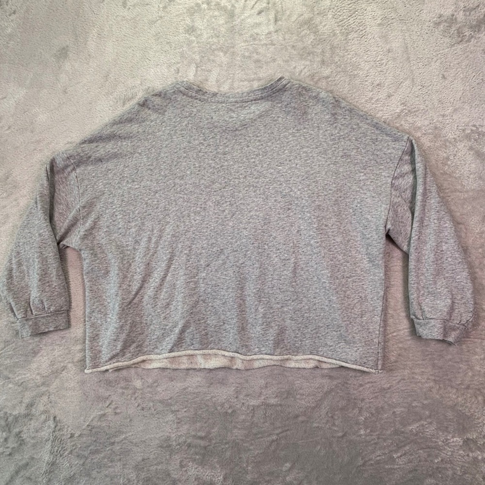 Disney Women Sweatshirt L Gray I Run On Disney An Caffeine Drop Shoulder Raw Hem - Picture 3 of 7